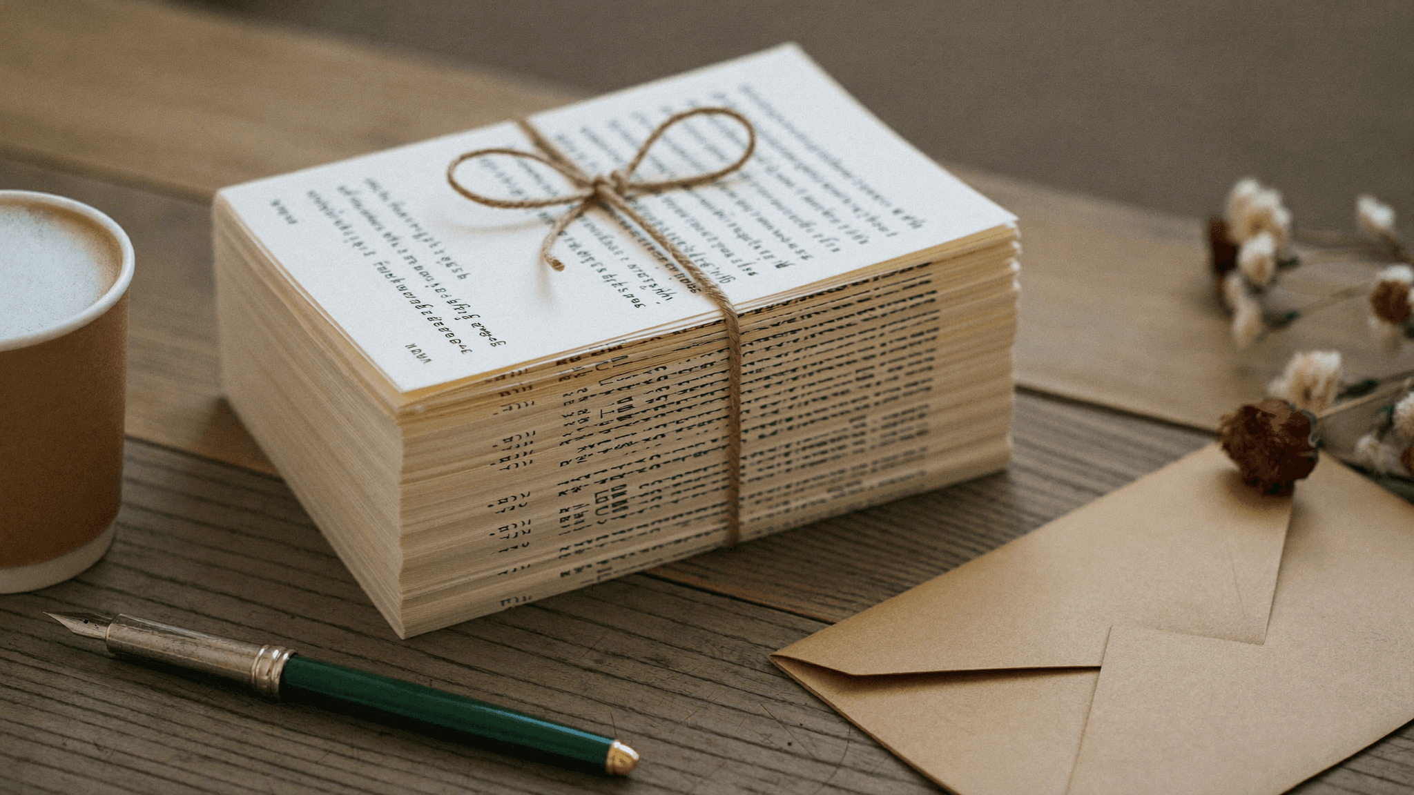 Manuscrit imprimé ficelé et enveloppe kraft sur un bureau, prêt à envoyer à un éditeur